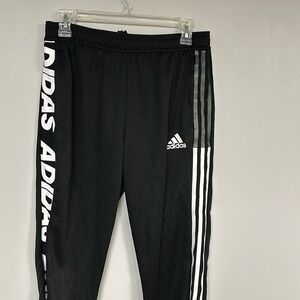 Adidas Aeroready track pants,  Adidas name graphic  1 side, stripes on other, S